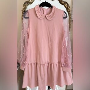 Pink Dress with Pearl Accents